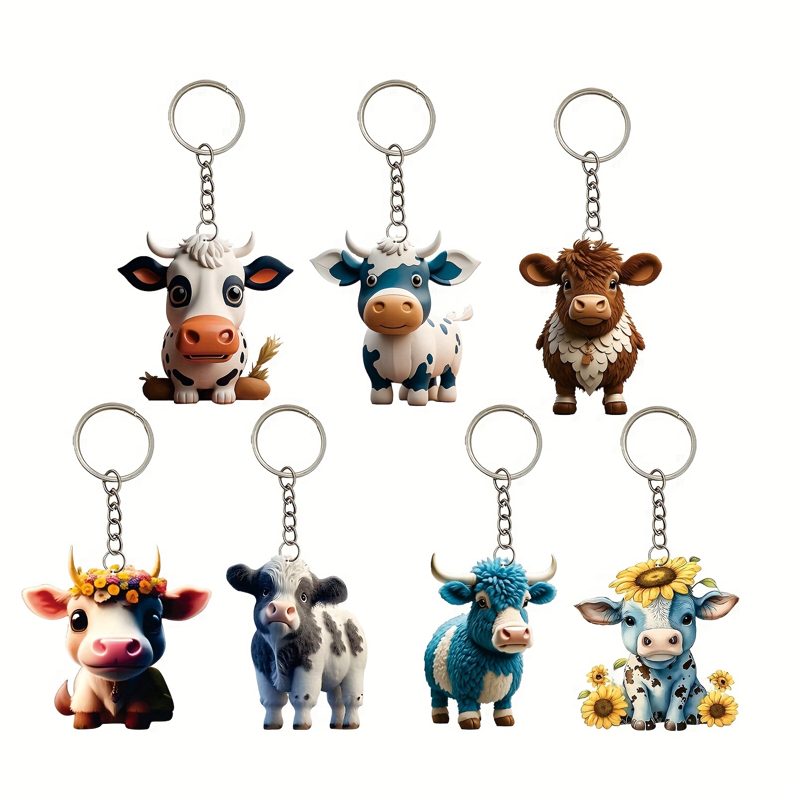 Cow Keychain ,Farm Gift, Car Accessories ,Cute Print Decor For Car Keys Cute  Keychain Cow Keychains