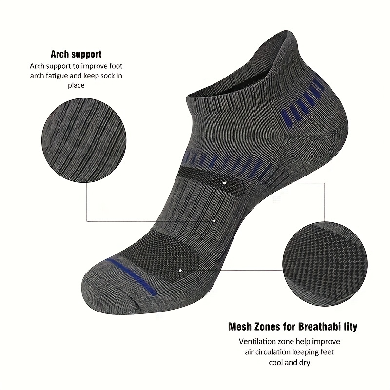 COOPLUS Men's Athletic Ankle Socks Mens Cushioned Breathable Low Cut Socks  6 Pairs 
