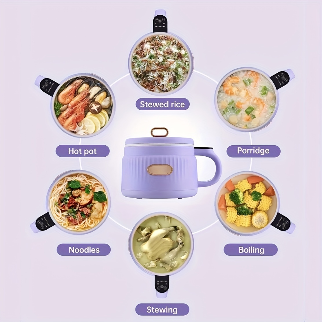 220V 1.8L Electric Cooking Pot Mini Smart Appointment Rice Cooker with  Steamer Dormitory Single Small Hot Pot Frying Pan