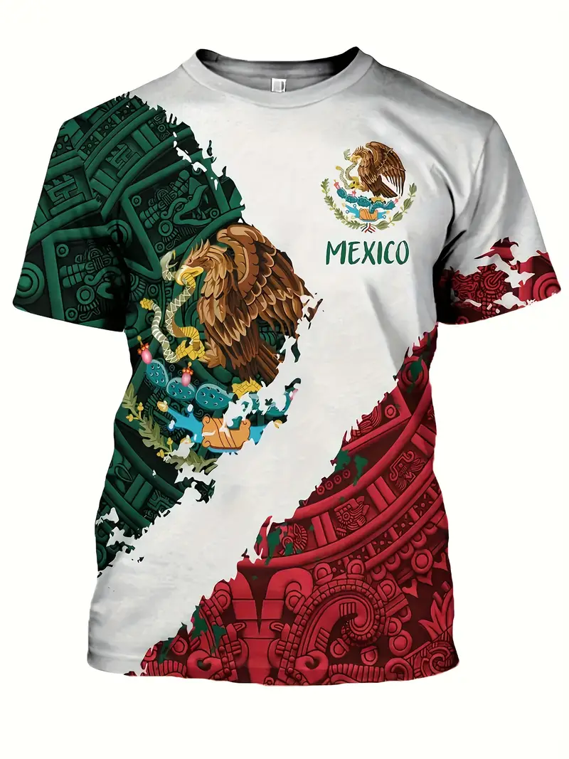 Mexico Themed 3d Print Men's Fashion Short Sleeve Comfy T - Temu New Zealand
