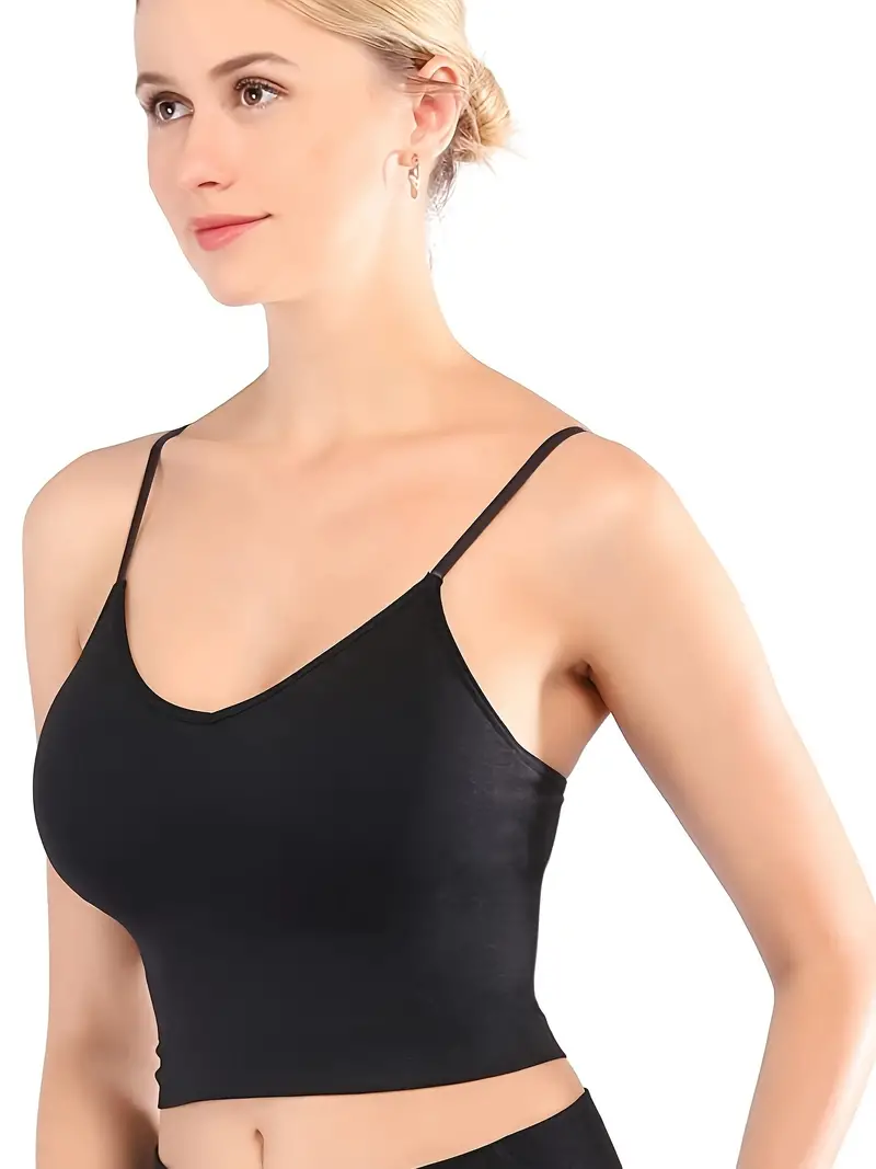 Seamless Adjustable Camisole Tank Tops, Detachable Chest Padded Yoga  Fitness Cropped Tops, Women's Activewear