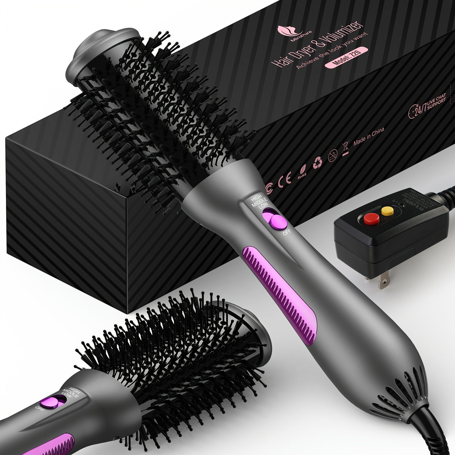 TYMO Volumizer Hair Dryer Brush, Blow Dryer Brush Hot Air Brush in One,  Ionic One-Step Hair Dryer and Styler with Titanium Barrel