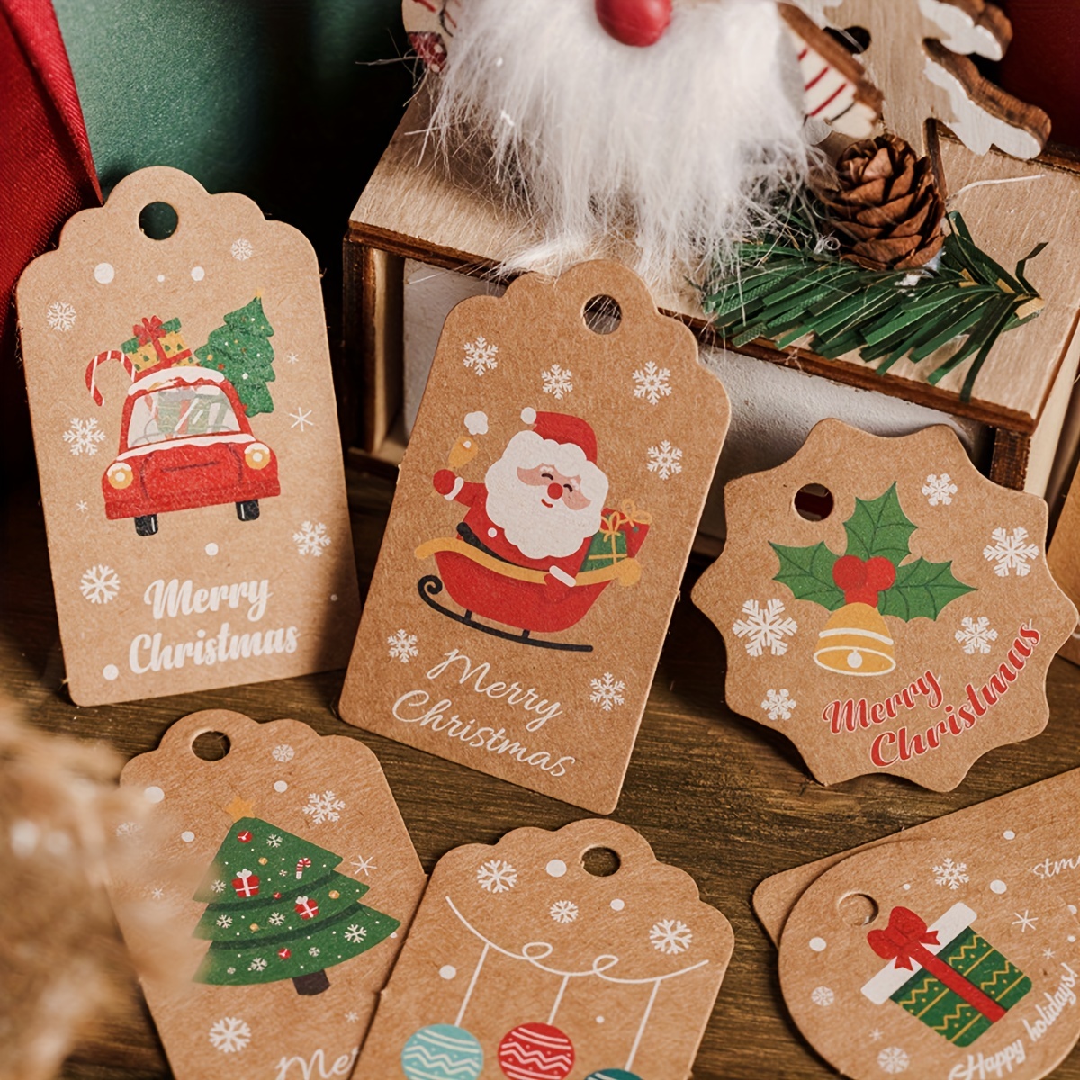 Christmas Diy Gift Tag Christmas Tree Decorations Kraft Card - Temu