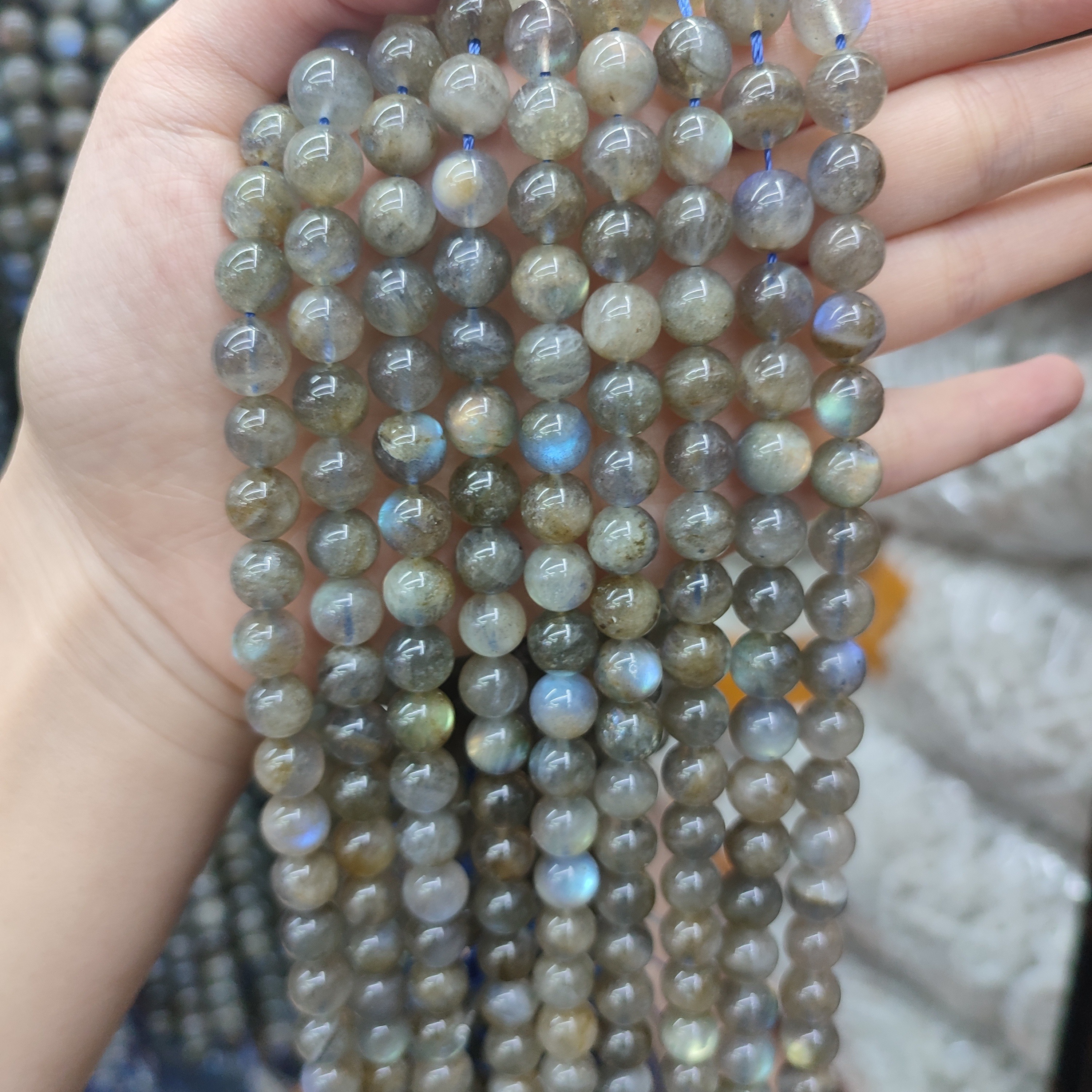 

1pc 15inch/38.1cm Labradorite Round Loose Beaded String, Diy Jewelry Accessories For Making Bracelets And Necklaces, Ideal Choice For Gifts