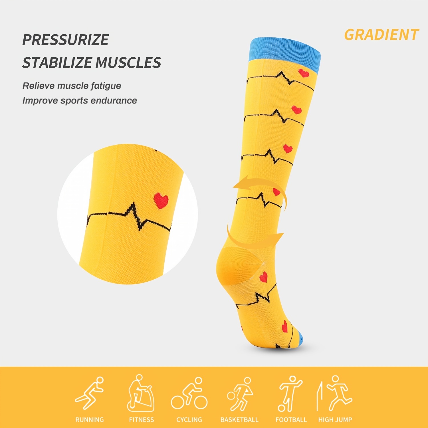 5 pares de calcetines de compresión hasta la rodilla con patrón novedoso, calcetines  deportivos cómodos para correr en bicicleta, medias y calcetería para mujer  - Temu