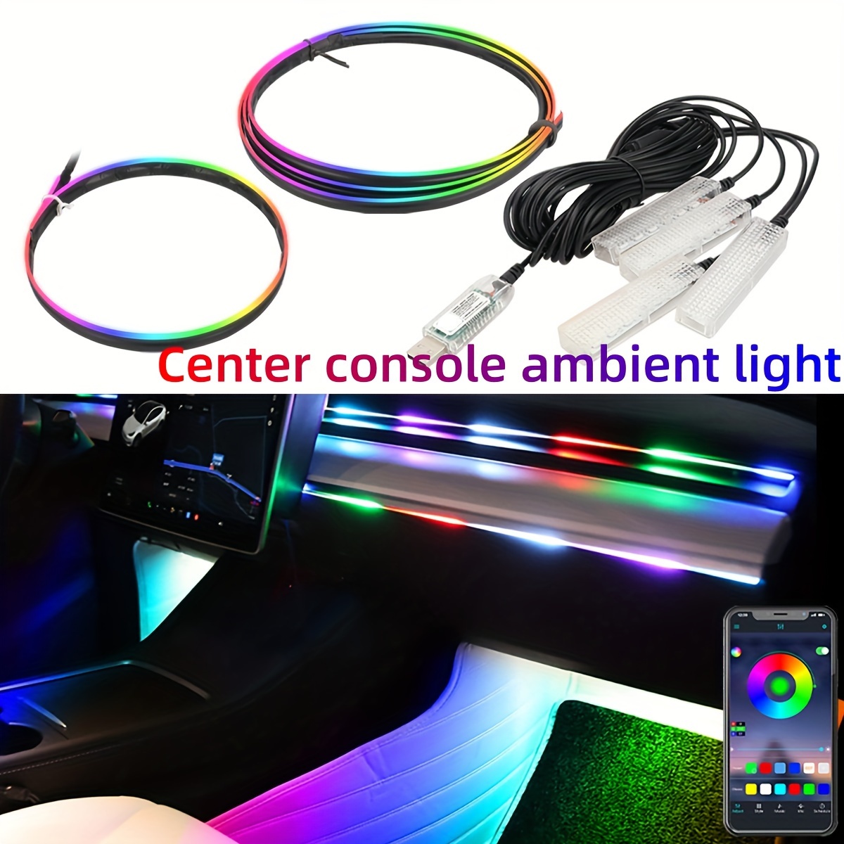 New Car Interior Center Console RGB Symphony Atmosphere Light