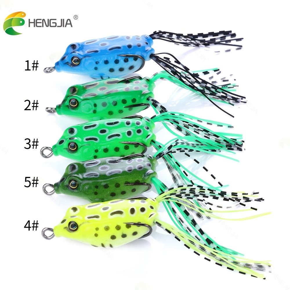 HENGJIA 5pcs Frog Shape Lure With 3D Eyes, Soft Tube Bait Plastic Fishing  Lure With Hooks Topwater Ray Frog Artificial, Fishing Tackle 5cm/1.96in 8g