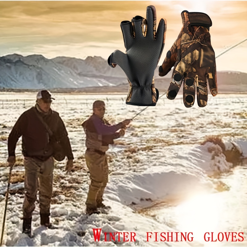 Gants de pêche antidérapants pour l'extérieur, 2 doigts coupés