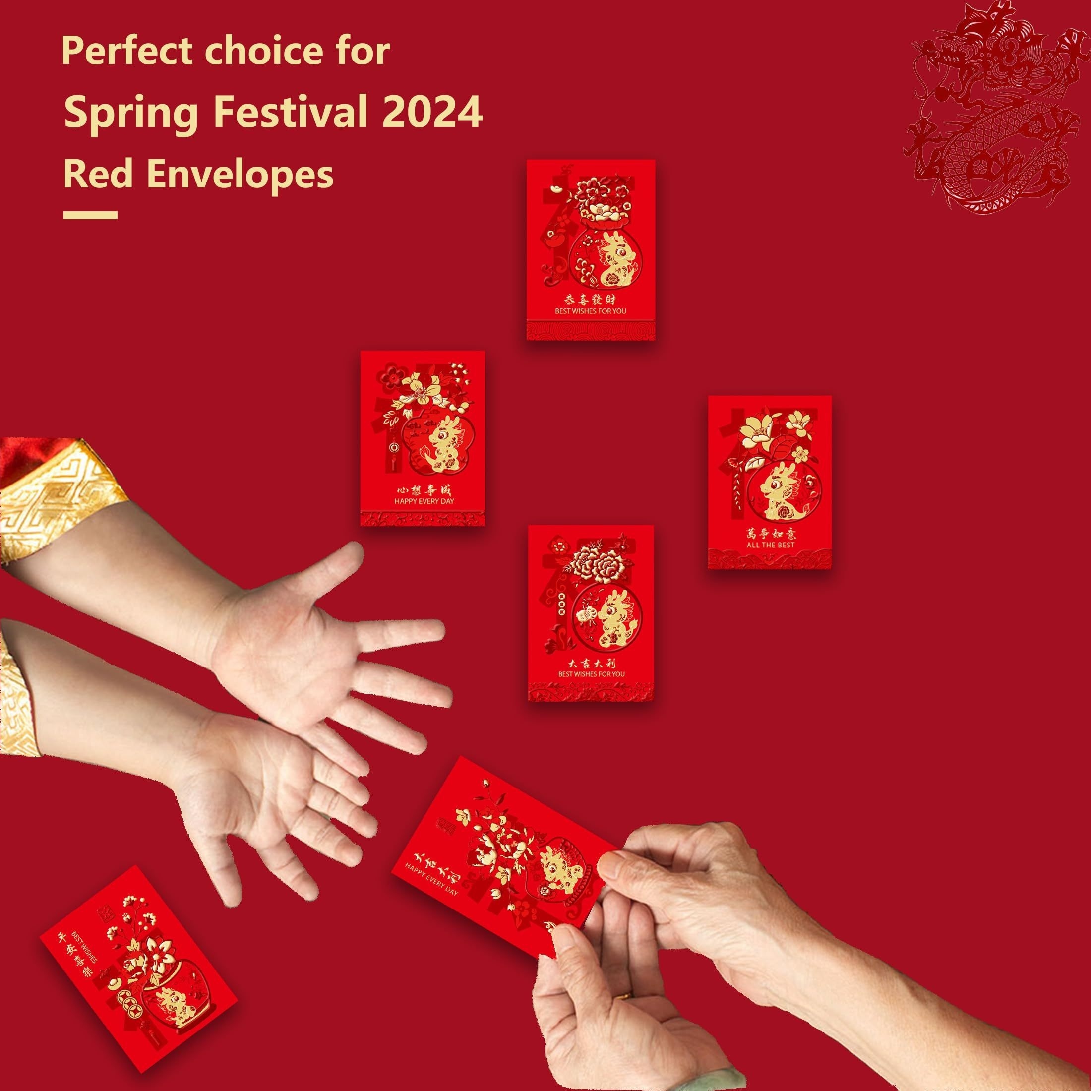 Temu 2024 Year of Gragon Red Envelopes starting at $