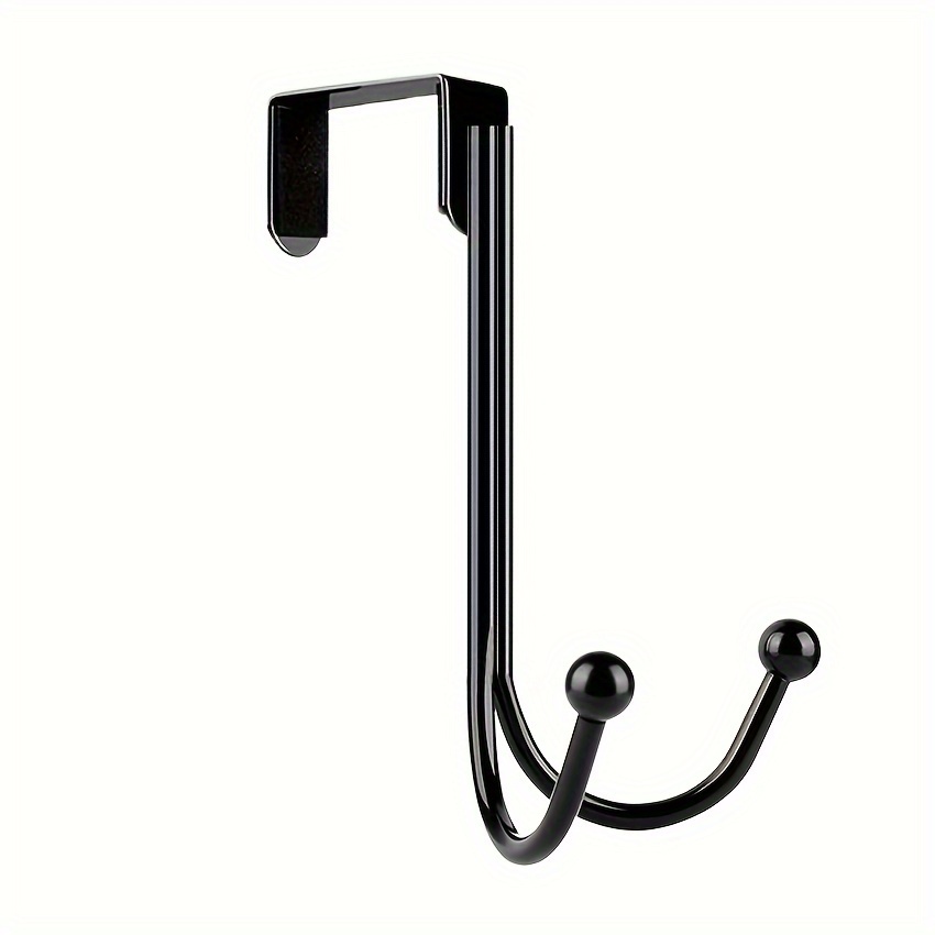 HFHOME 2Packs Over The Door Double Hanger Hooks, Metal Twin Hooks Organizer  for Hanging Coats, Hats, Robes, Towels- Black