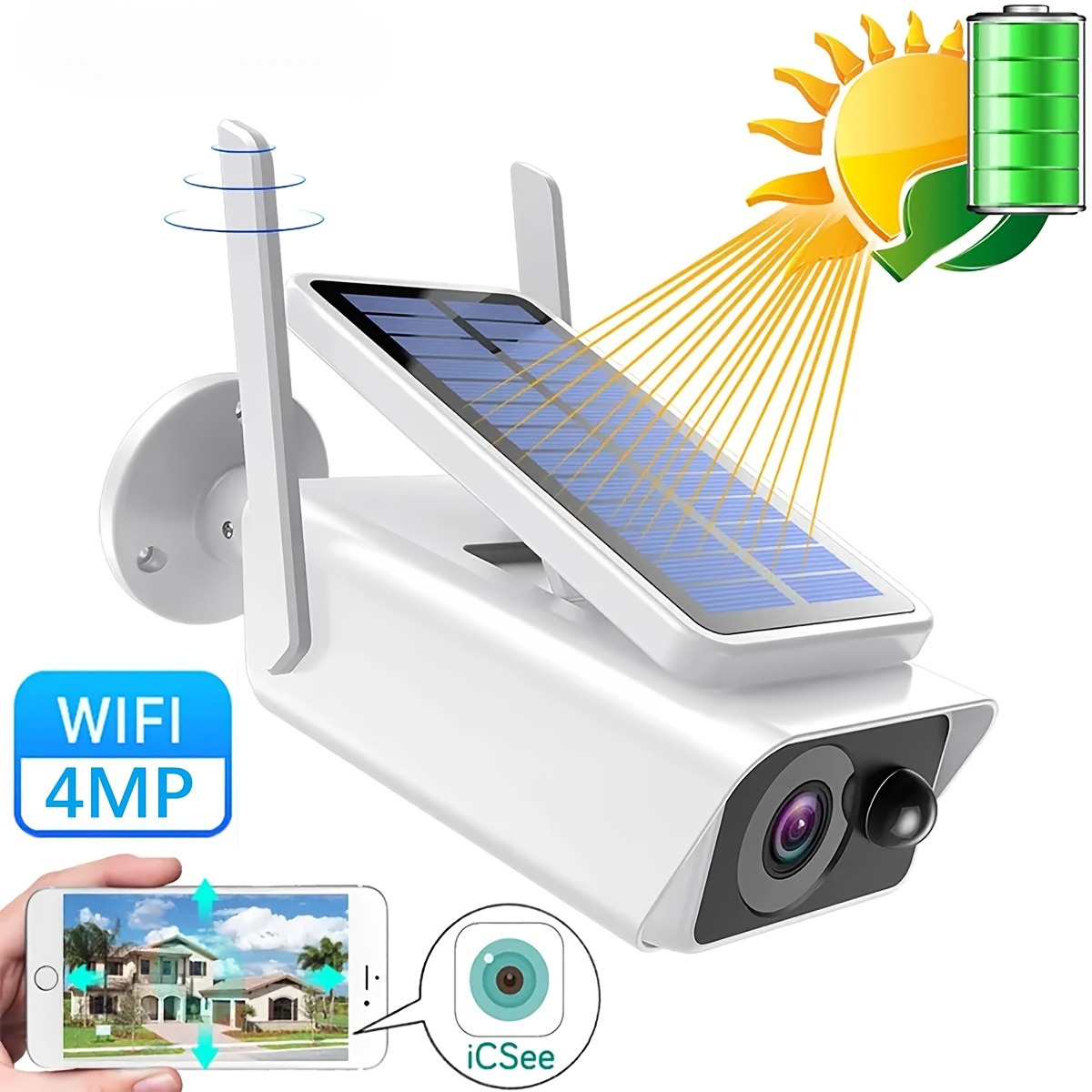 Cámara Tuya Smart WiFi IP 2.0 Mp con Panel Solar Exterior
