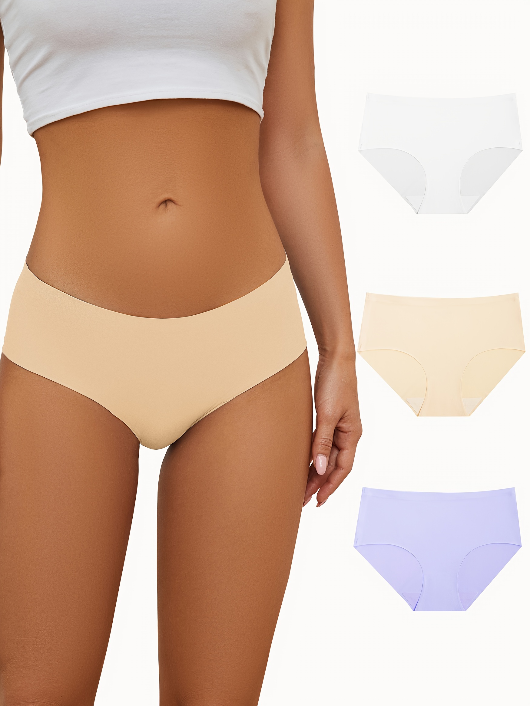  Women Thong High 3Pcs Soft Coverage Women's Waisted