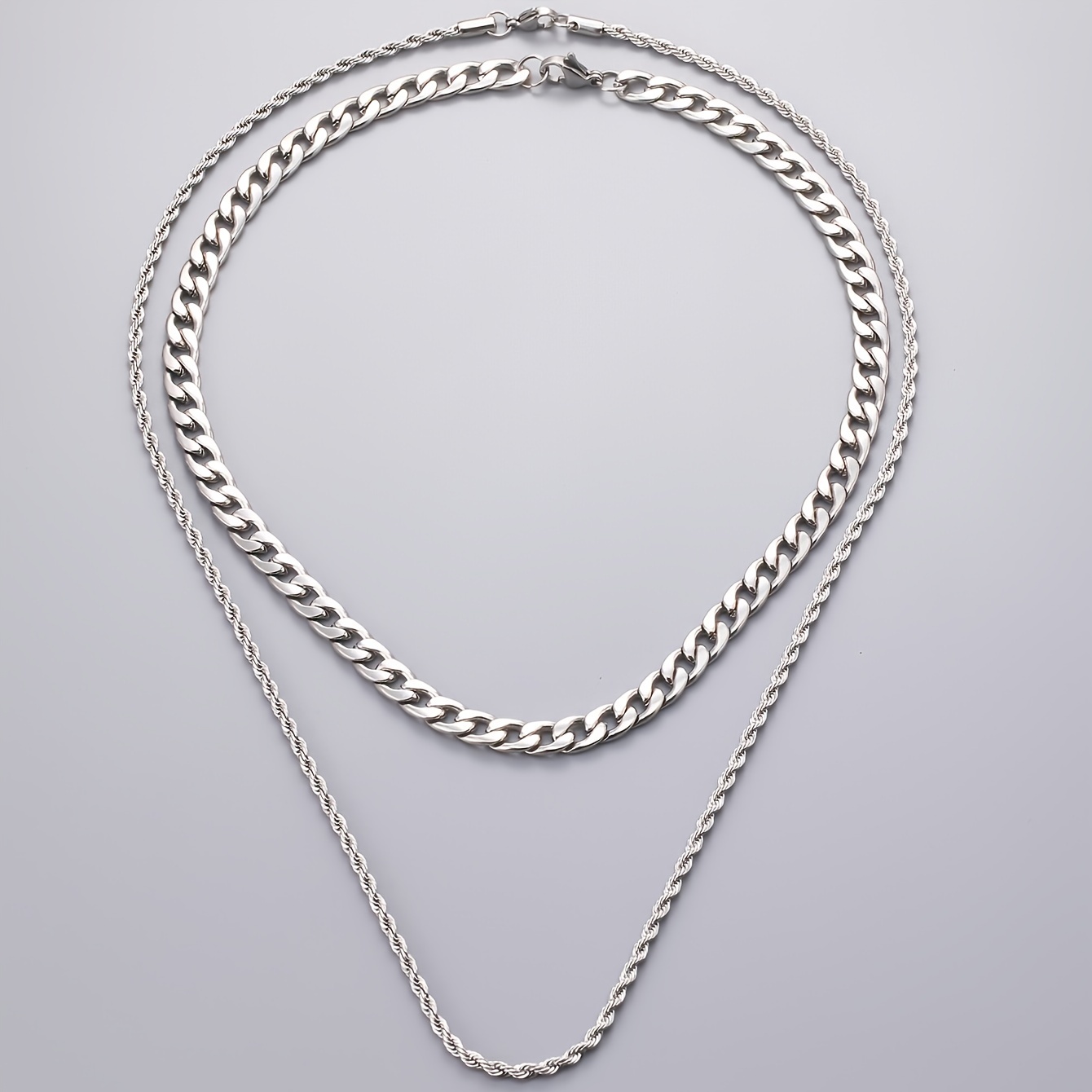 2pcs Men's Stainless Steel Necklace Set