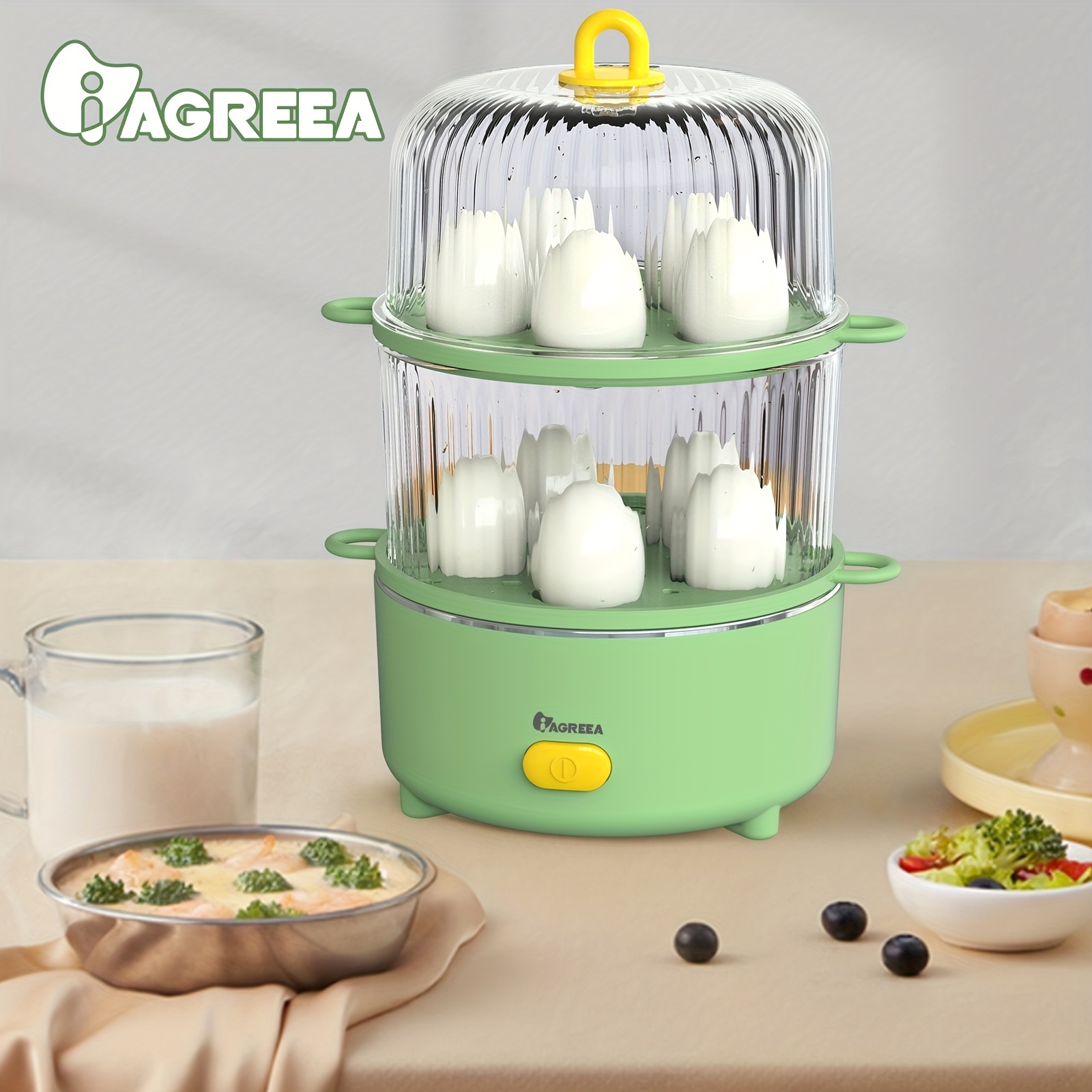 Cocedor de Huevos Eléctrico, Doble Cocer con Huevera, Capacidad para 14  Huevos Hervidos, para Hacer …Ver más Cocedor de Huevos Eléctrico, Doble  Cocer