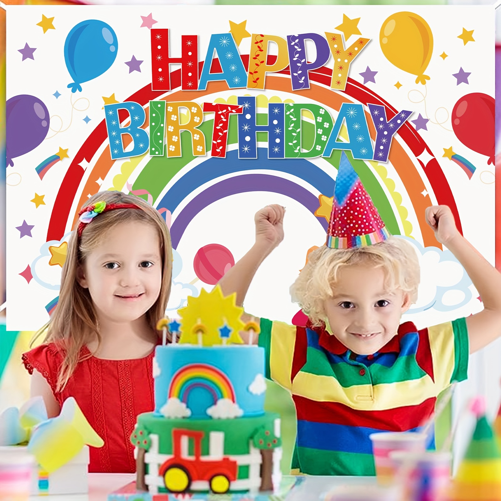 1pc, 5x3ft Rainbow Birthday Backdrop Rainbow Party Decorations Backdrop  Banner Rainbow Birthday Decorations Rainbow Birthday Party Supplies