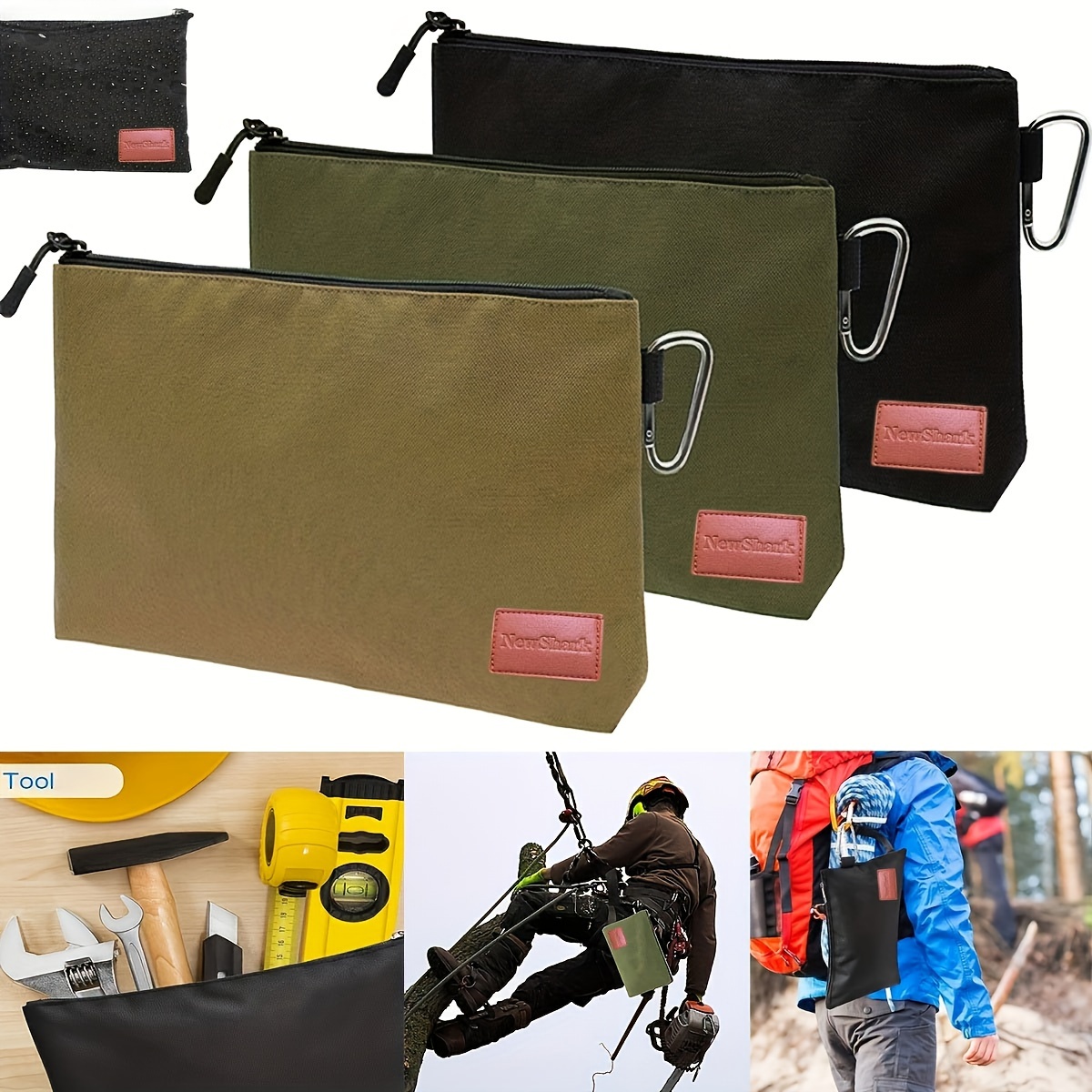 4pcs Thickened Tool Pouch Canvas Bags With Zipper Small Canvas