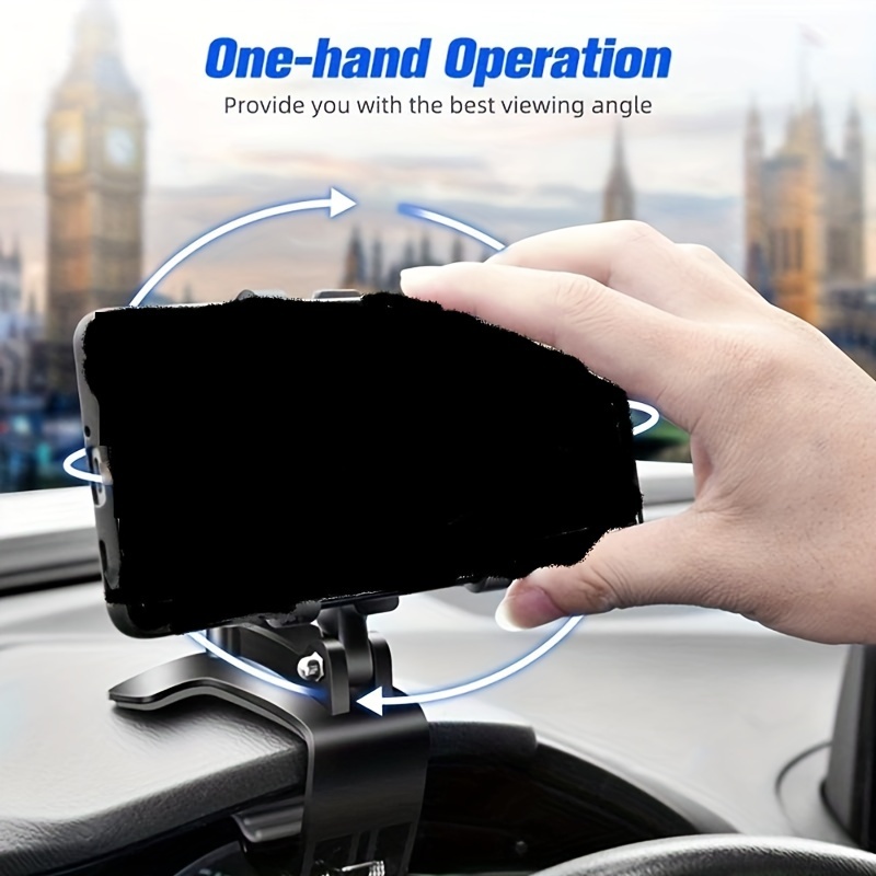 Acheter Support de téléphone pour tableau de bord de voiture HUD rotatif à  360 °, support de Navigation GPS, rétroviseur, pare-soleil de voiture, Clip  de montage
