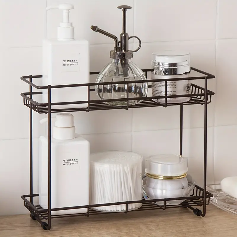 2 tier Bathroom Countertop Organizer Multifunctional Storage - Temu