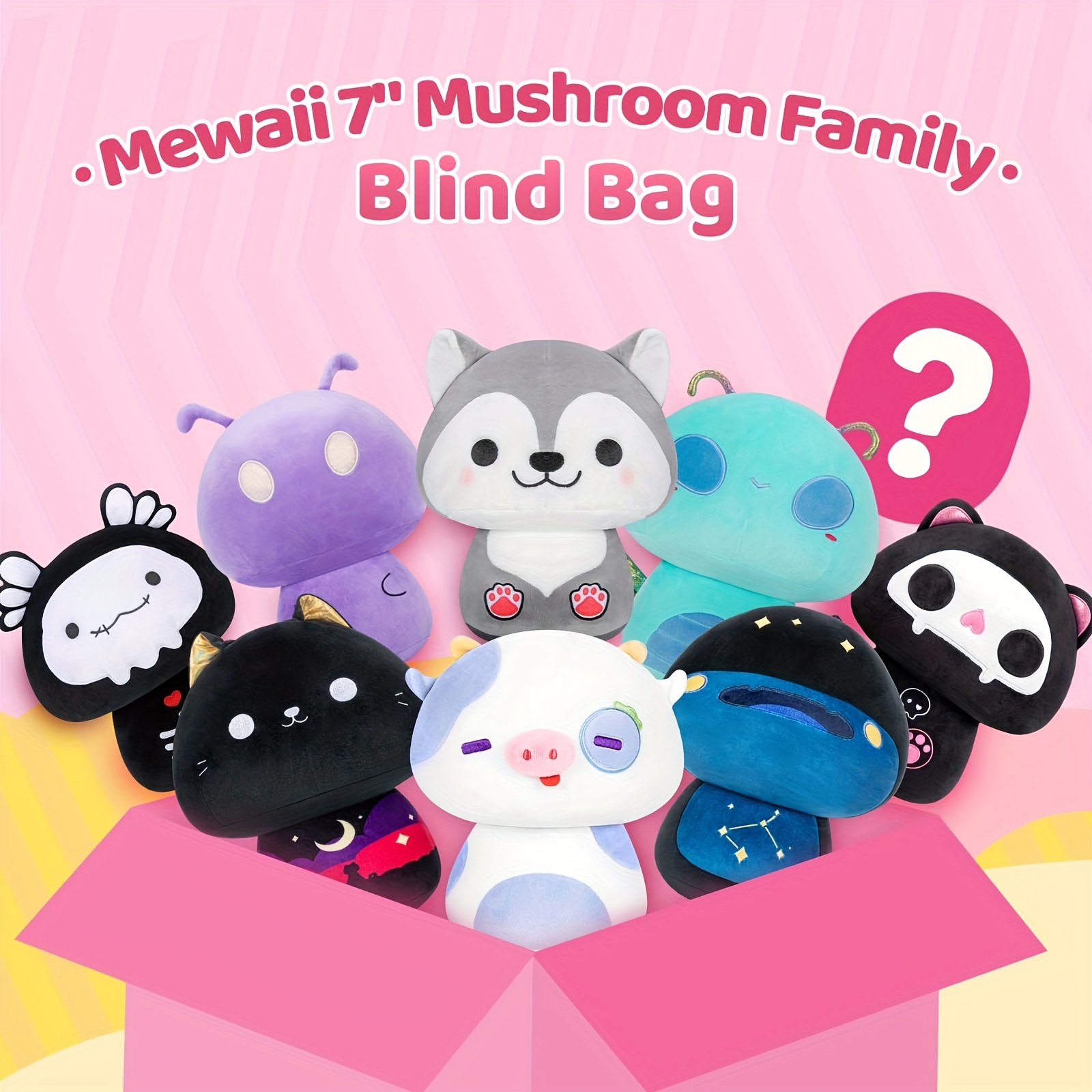 Mewaii 14'' Soft mint cat Mushroom Stuffed Animal Plush Pillow Squishy Toy  
