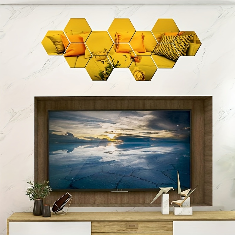 Hexagonal Mirror Stickers Acrylic Wall Decor