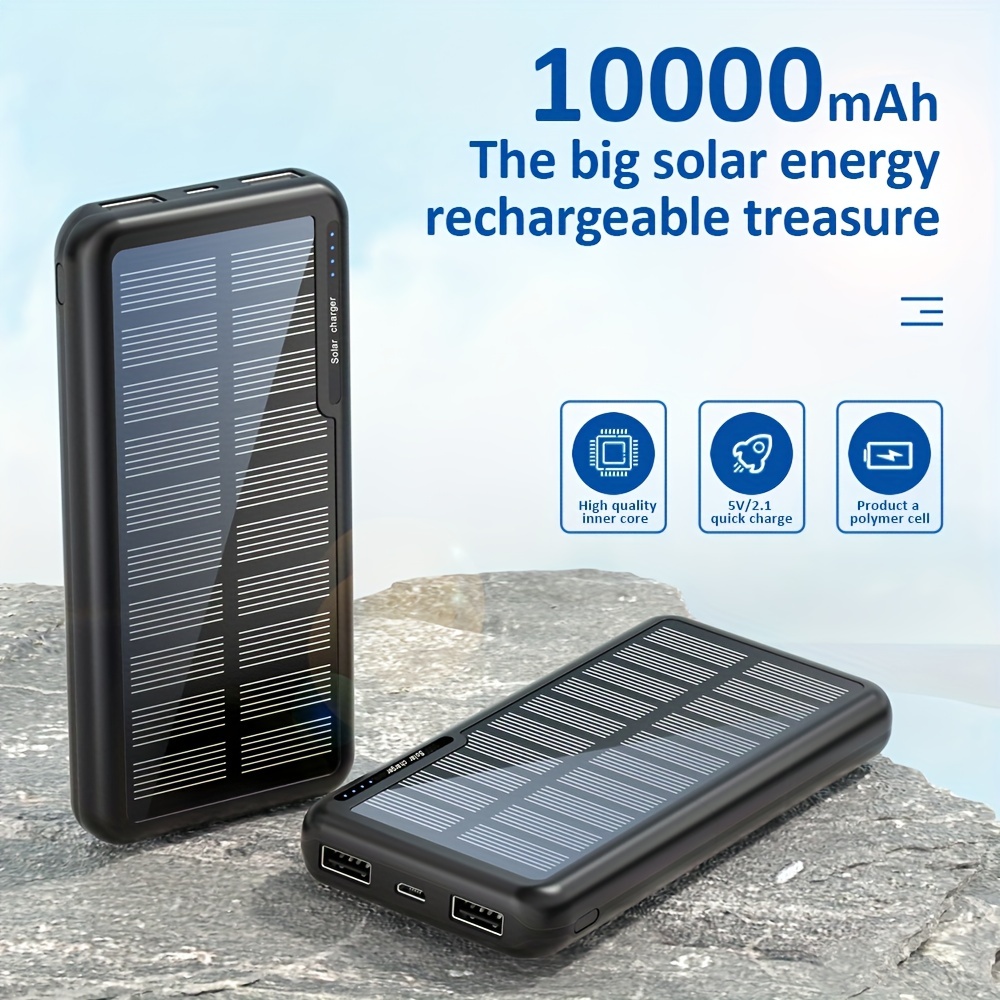 Banco de energía Solar para exteriores, batería externa de 10000mAh,  resistente al agua, para iPhone 13