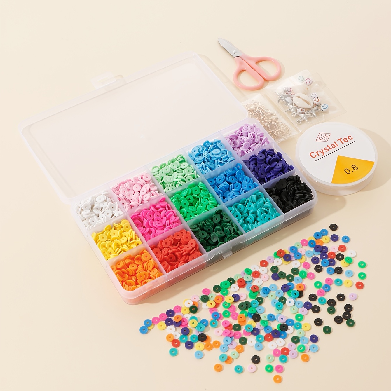 Colorful Flat Round Polymer Clay Beads Sets for DIY Jewelry Making Kit  Letter Loose Spacer Beads Jewelry Accessories Kit Boxex - AliExpress
