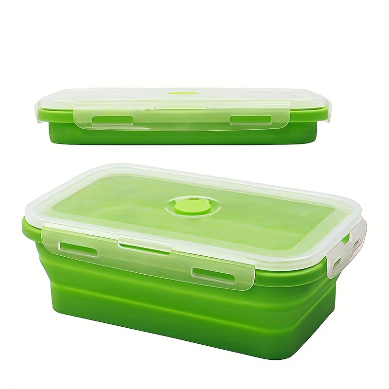 Silicone Storage Box Foldable Food Storage Container with Lid Leafk-proof  Lunch Box Fruit Vegetable Fresh Keeping Box for Fridge