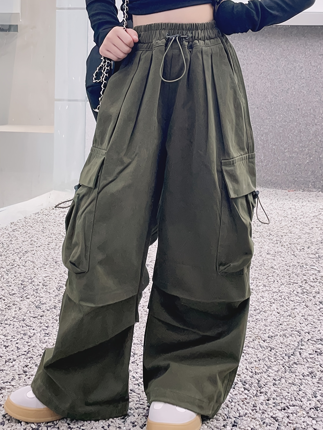 Lolmot High Waist Stretch Cargo Pants Women Baggy Multiple Pockets Relaxed  Fit Straight Wide Leg Casual Y2K Pants Combat Military Trousers 