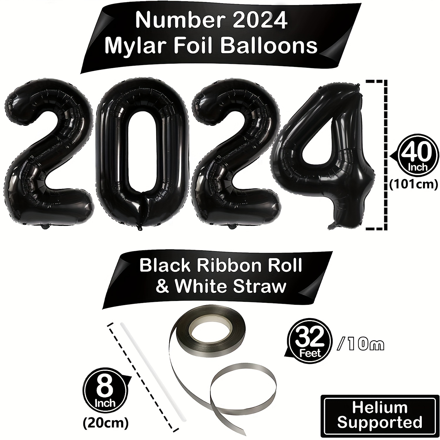 Célébration De La Nouvelle Année 2024. Ballon D'hélium. Couleur