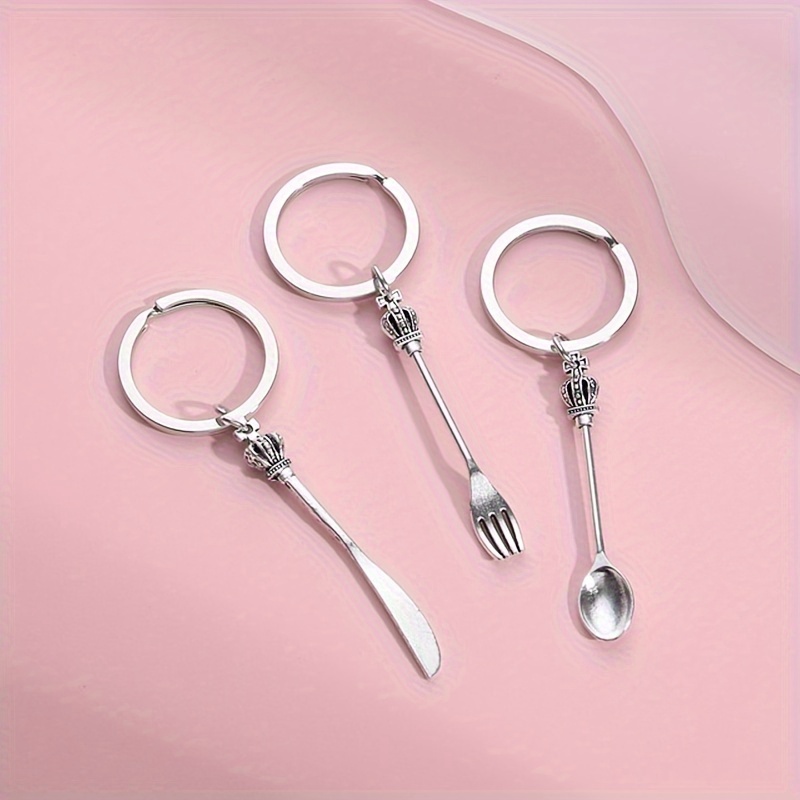 3pcs Metal Soup Spoon Keychain Vintage Key Chain Bag, Purse Car Key Accessories Key Ring Pendant,Temu