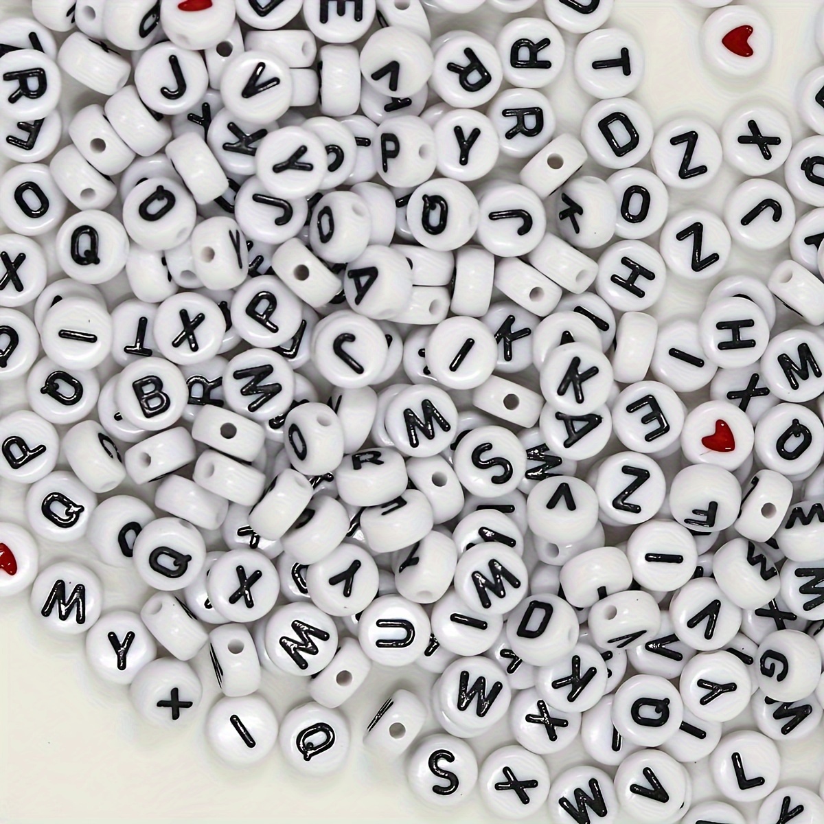 Letter Beads Acrylic A z And Red Heart Black Star Beads For - Temu