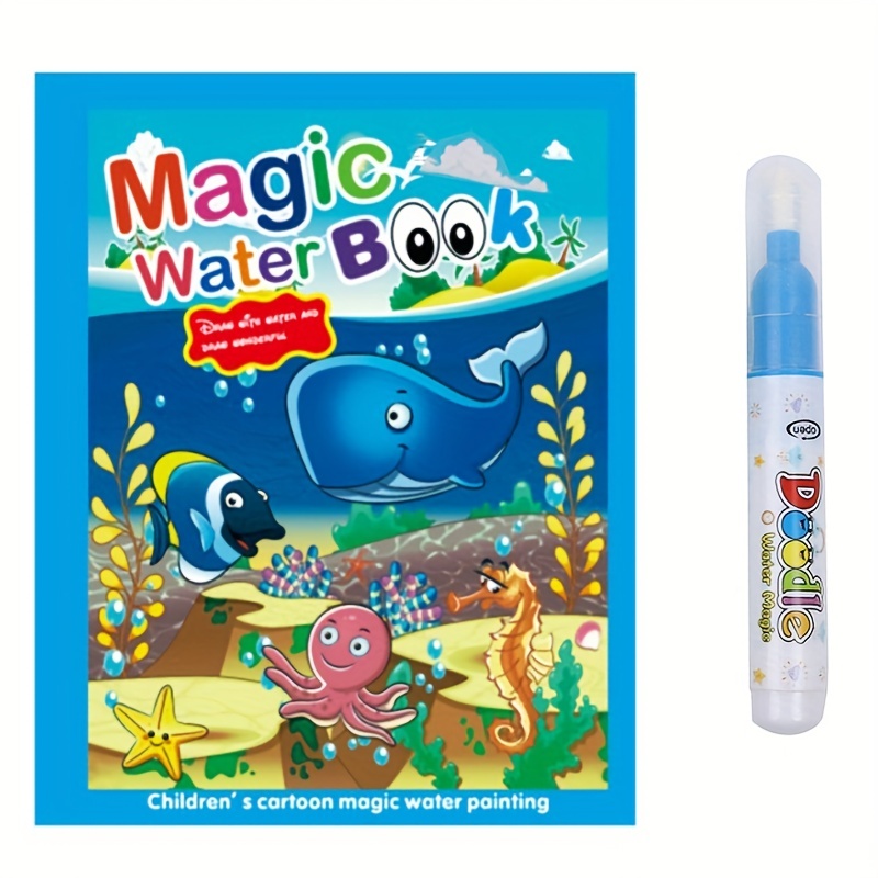 

Children's Magic Water Book With Pen (random Color), Children's Educational Magic Water Painting Book, Resuable Graffiti Filling Book, Early Education Toys For Kids, Kindergarten Gift
