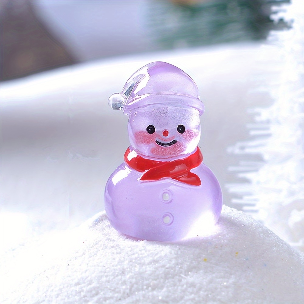 Mini Luminous Resin Christmas Snowman Ornament Glow In The - Temu