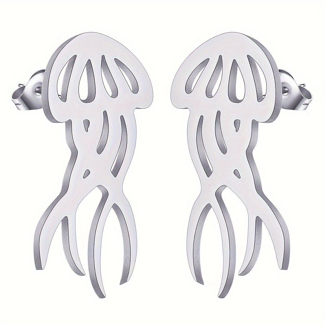 1 Par Pendientes Acero Inoxidable Forma Pulpo Hombres - Temu Chile