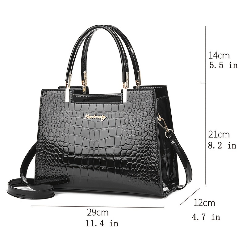 GJGJTER Top-Handle Handbags Purse Women Crocodile Pattern Satchel PU Leather Shoulder Bag Tote