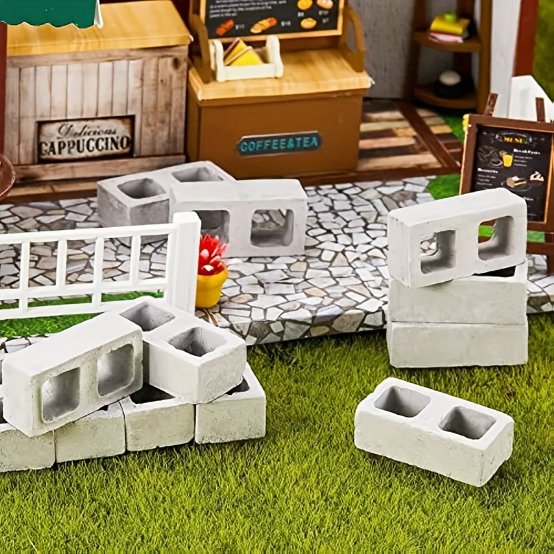 40pcs/Mini Cinder Blocks ,Miniature Bricks DIY Fake Bricks Mini Bricks  Concrete Tiny Dollhouse Accessories For Miniature Model Buildings Figurine  Landscaping Accessories Garden Kitchen Landscaping
