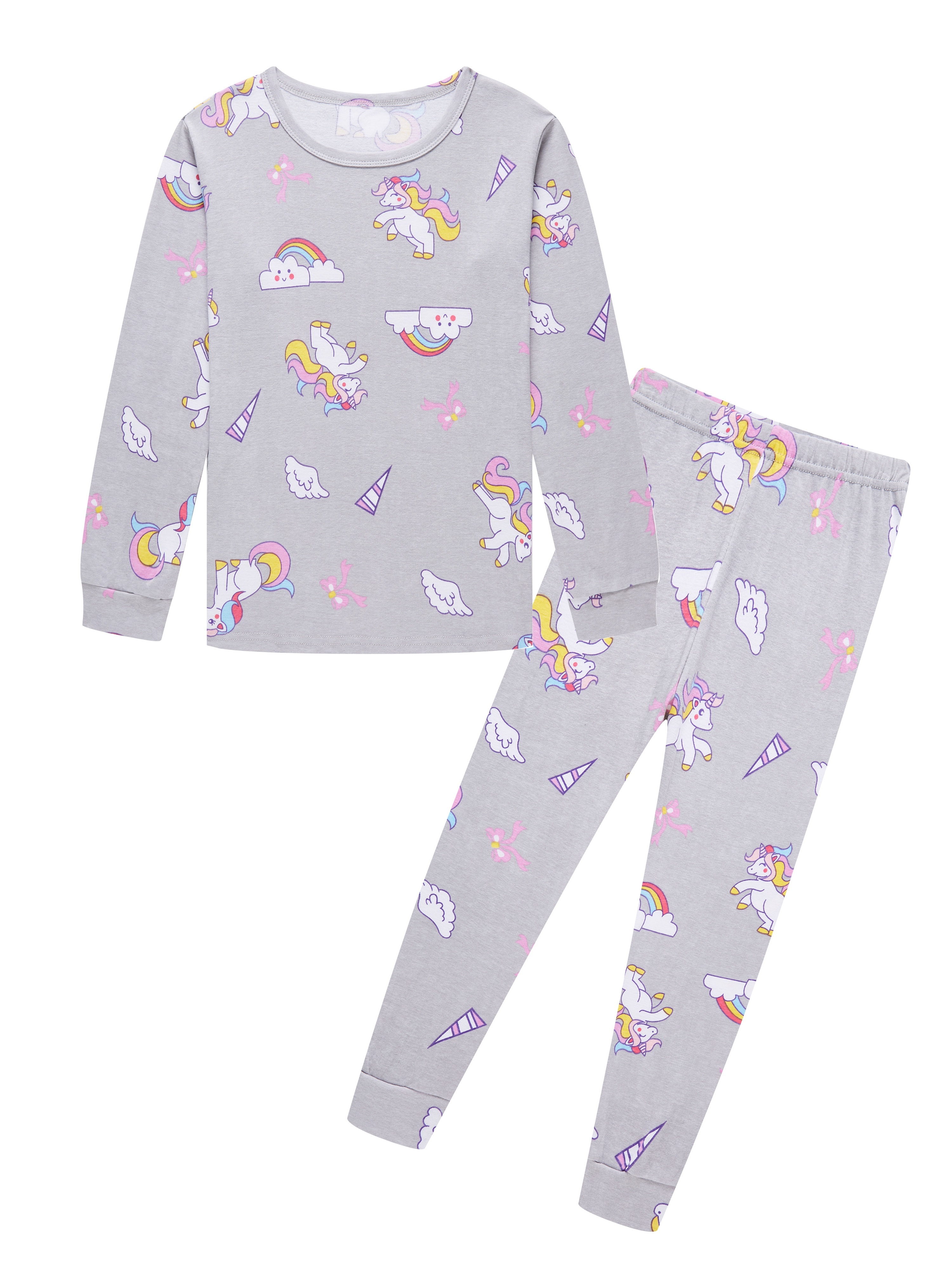 Rainbow Unicorn Pattern Kid's Pajamas Long Sleeve Top Pants - Temu