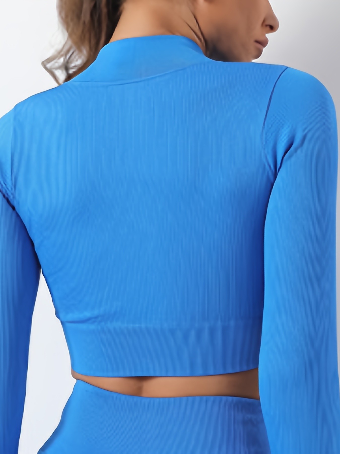 Ribbed Mock Neck Sports Tee Half Zipper Quick Drying Yoga - Temu