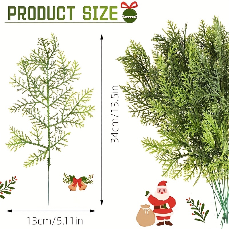 6pcs Christmas Artificial Pine Branches Faux Cedar Picks Floral Sprays  Glitter Greenery Stems Pine Needles Twig For Xmas Vase Filler Home Garland  DIY Wreath Decoration