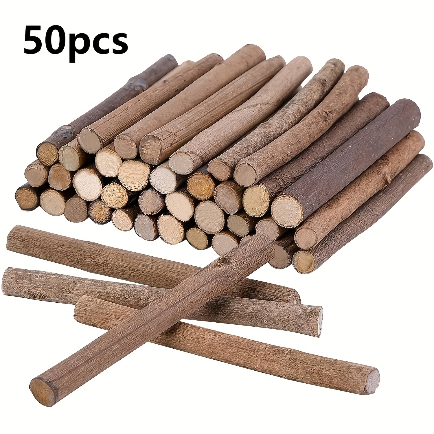 50Pcs Multi-size Wooden Square Round Wood Stick Rod for DIY Model Craft  Supplies