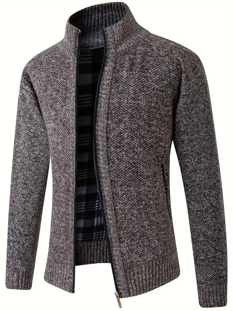 Warm Stand Collar Fleece Jacket Men's Semi formal - Temu