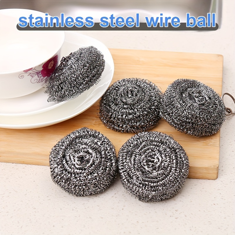 Dishwashing Wire Ball, Stainless Steel Wire Ball Scrubber, Metal Scrubber,  Scouring Pad Ball, Pot Scrubber, Kitchen Cleaning Scrubber Ball, For Dish,  Bowl, Pot, Stove, Range Hood, Sink, Bathroom Cleaning Scrub Ball, Cleaning