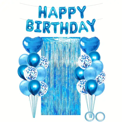 15 palloncini blu e argento per feste 5 blu metallizzato 5 coriandoli  metallici blu e 5 palloncini argento metallizzato anniversario di  matrimonio, compleanno -  Italia