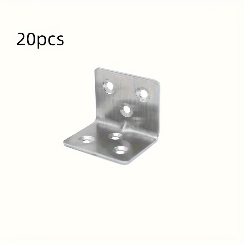 

20pcs Thickened Stainless Steel Corner Code Right Angle Bracket, With Fixed Layer Plate, For Dragging Furniture 6-hole Corner Hardware Connector, Suitable For Various Furniture