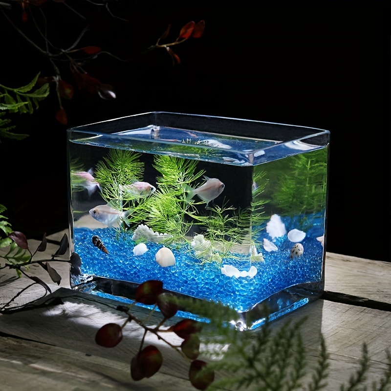 正方形のガラス水槽白いガラスのデスクトップ小型水槽金魚水槽熱帯魚水槽水耕花瓶