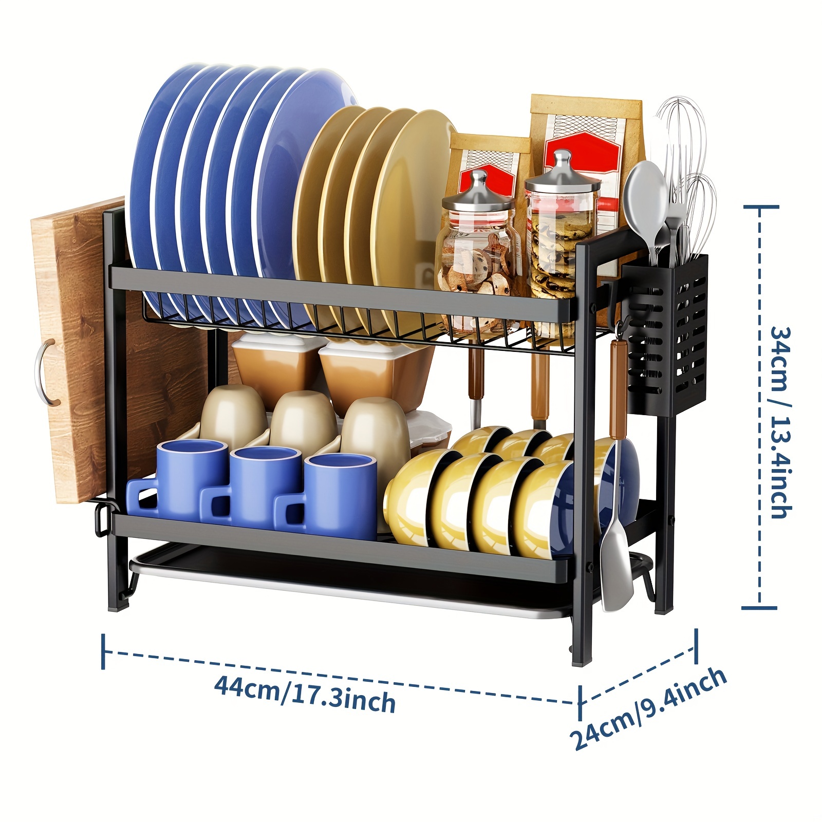 Detachable 2 Tier Dish Drying Rack and Drainboard Set Dish Drainer  Organizer AU