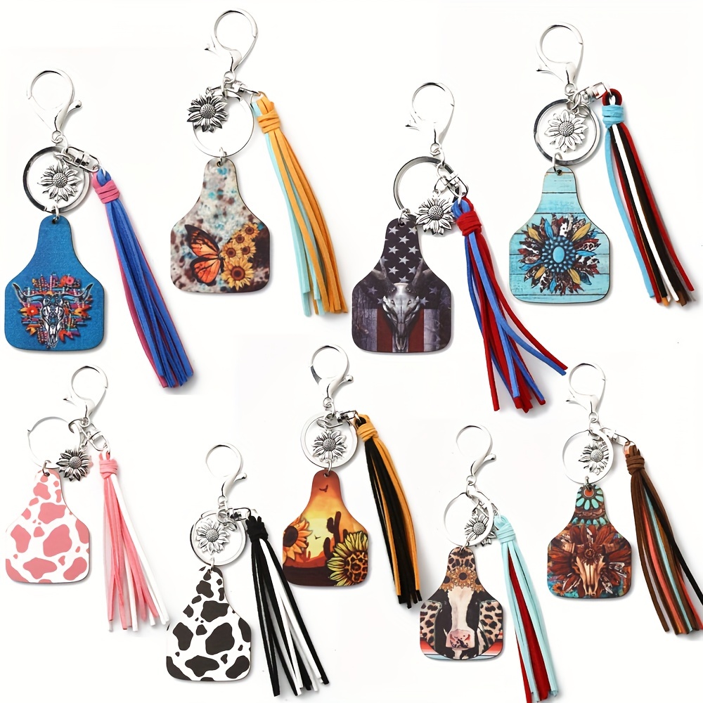 1pc Leather Tassel Charm Keychain Solid Key Ring Minimalist Bag Accessory Car Pendant Phone Ornament,Temu