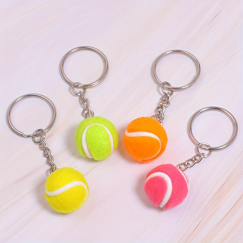 6 colors tennis racket keychain key