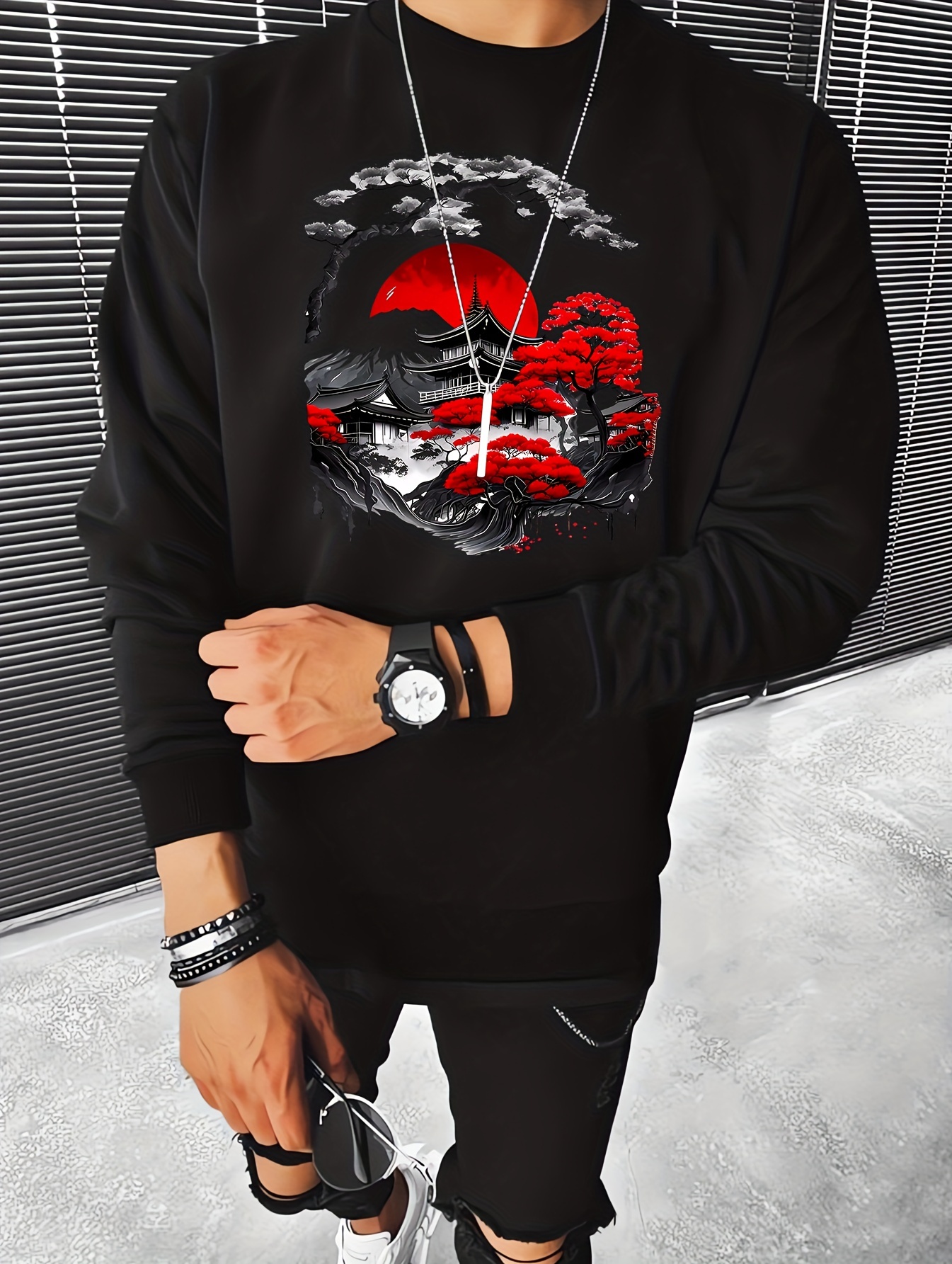 Black and Red Men's Kimono | Japanese Temple