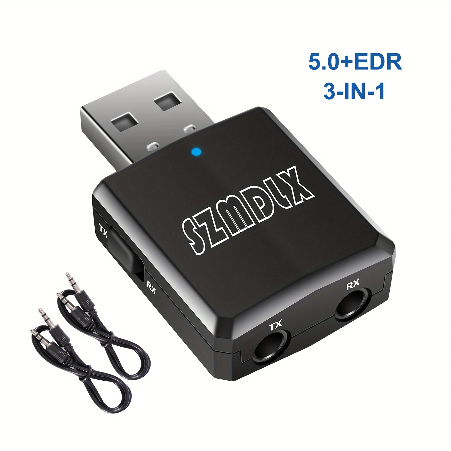 transmisor bluetooth 5.0 + EDR adaptador de audio para TV PC auriculares  AUX USB estéreo música adaptador inalámbrico negro